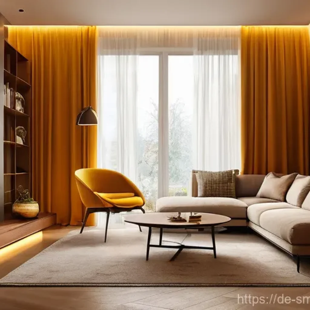 스마트홈 조명 색상 변경 방법 - **"Cozy Evening Glow"**
A serene and inviting living room bathed in the warm, ambient glow of sm...