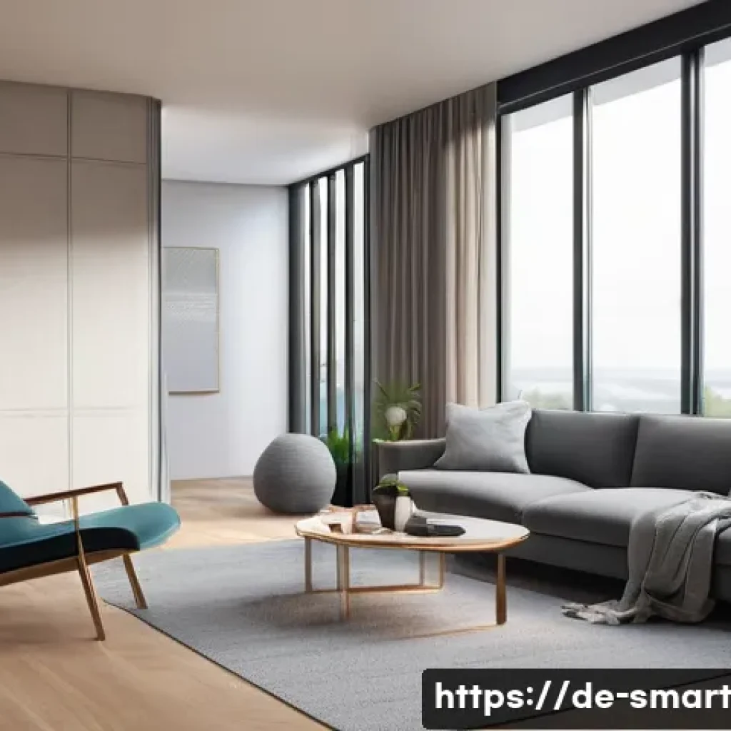 스마트홈의 데이터 저장 및 관리 방법 - **Prompt:** A cozy, modern smart home living room with soft, ambient lighting. An adult (fully cloth...